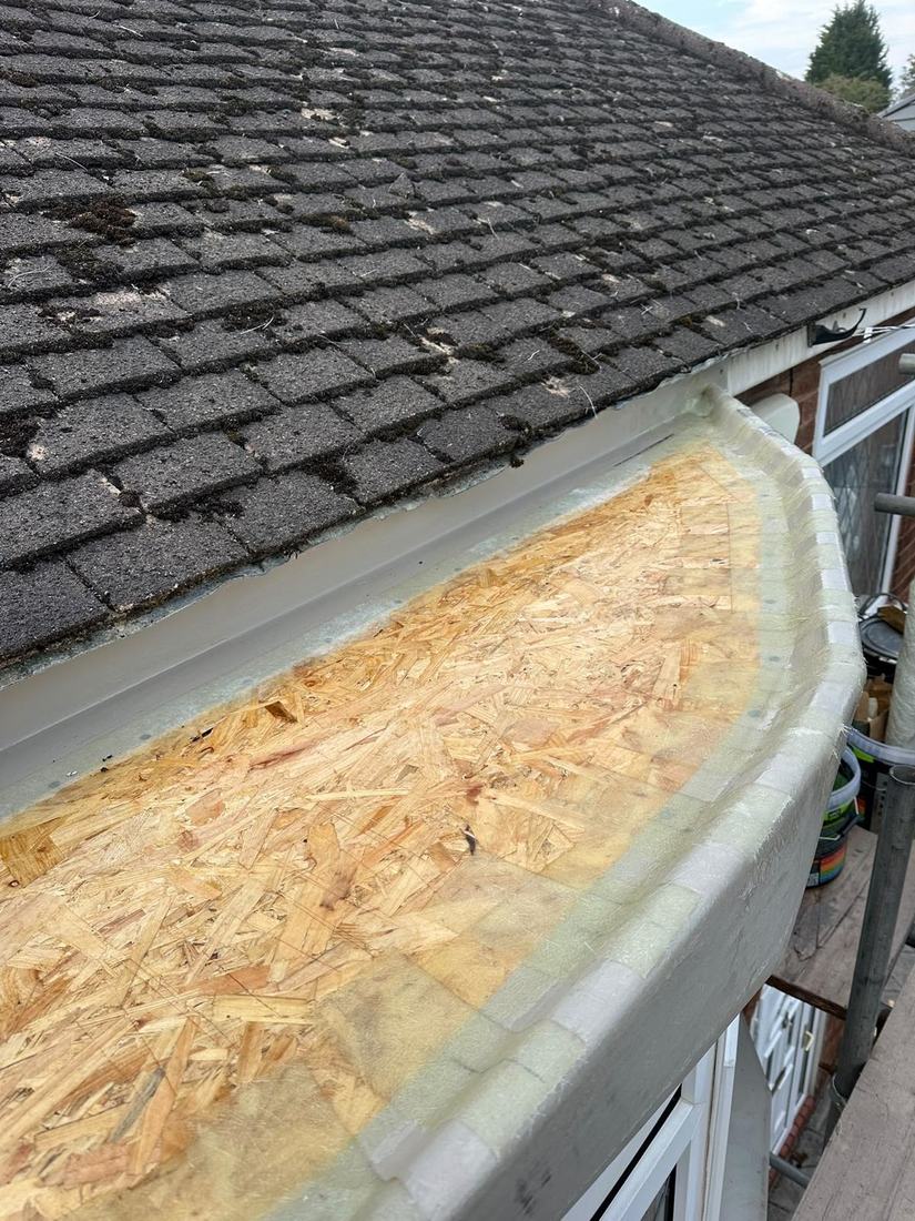 D & P job: bay roof re-boarded