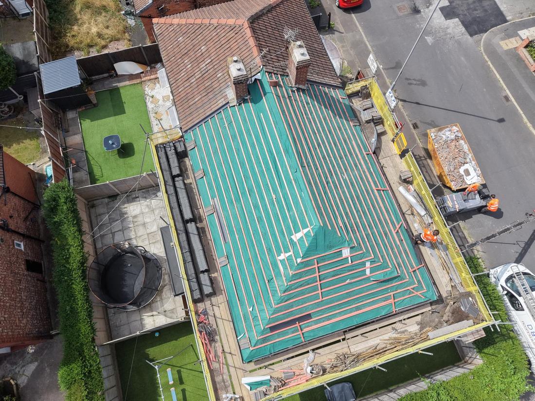 D & P job: re-roof from above