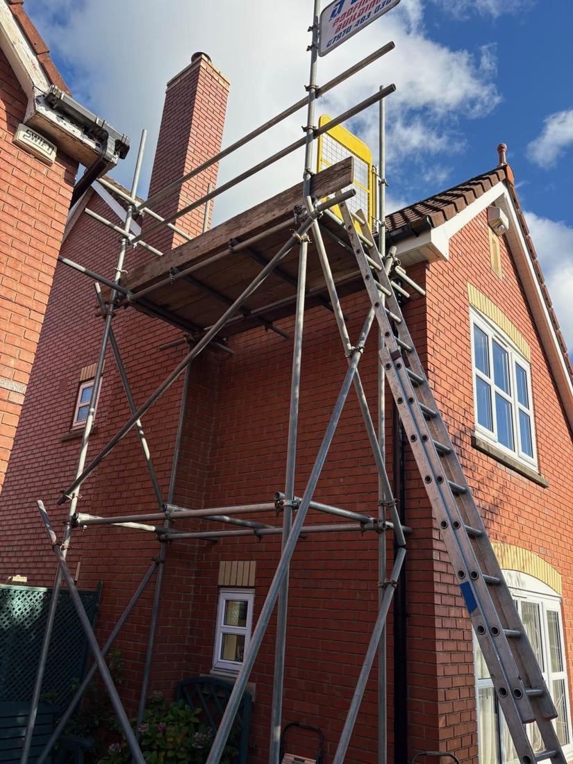 D & P job: scaffold to the gable