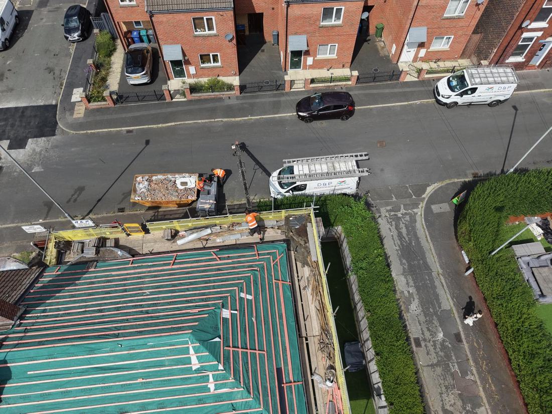 D & P job: re-roof from above