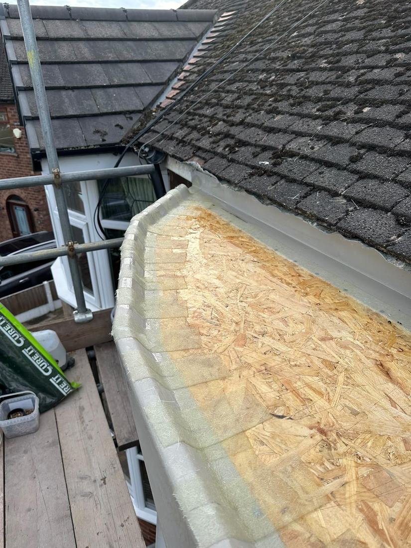 D & P job: bay roof re-boarded